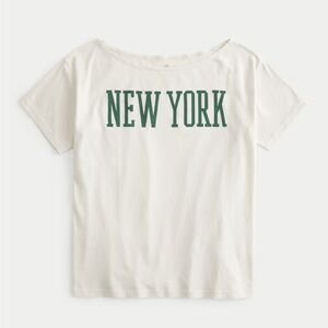 NWT Hollister OVERSIZED OFF-THE-SHOULDER GRAPHIC TEE